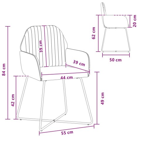 Krzesła jadalne 6 pcs Welur Czarny 55 x 50 x 84 cm