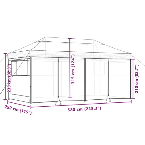 Namiot Imprezowy Czarny 292 x 580 x 315 cm Materiał Oxford