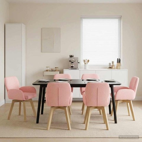 Obrotowe krzesła jadalniane 6 pcs Bouclé różowy 54 x 58 x 87 cm