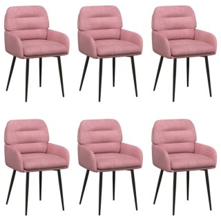 VidaXL Krzesła jadalne 6 pcs Welur różowy 59 x 59,5 x 90 cm