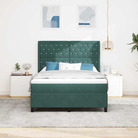 Łóżko sprężynowe z paskami LED Zielony 140 x 190 cm Aksamit