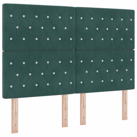 Łóżko sprężynowe z paskami LED Zielony 140 x 190 cm Aksamit