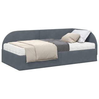 VidaXL Rama Łóżka Narożnego z Materacem 2 pcs Szary Aksamit