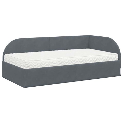 Rama Łóżka Narożnego z Materacem 2 pcs Szary Aksamit