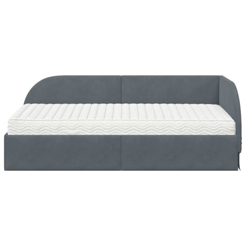 Rama Łóżka Narożnego z Materacem 2 pcs Szary Aksamit