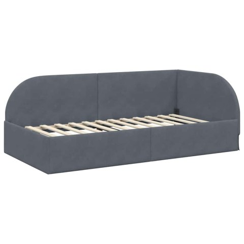 Rama Łóżka Narożnego z Materacem 2 pcs Szary Aksamit