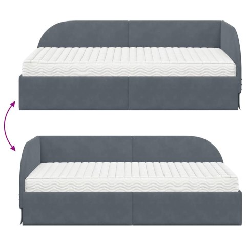 Rama Łóżka Narożnego z Materacem 2 pcs Szary Aksamit