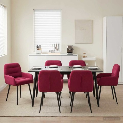 Krzesła jadalne 6 pcs Welur Czerwone wino 59 x 59,5 x 90 cm