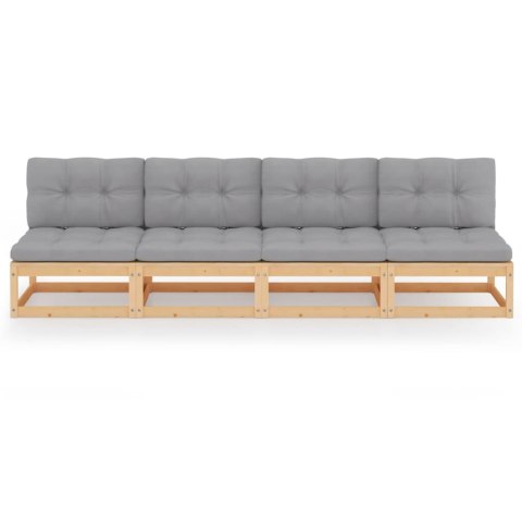 4-osobowa sofa ogrodowa z poduszkami, lite drewno sosnowe