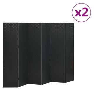 VidaXL Parawany 6-panelowe, 2 szt., czarne, 240x180 cm, stalowe