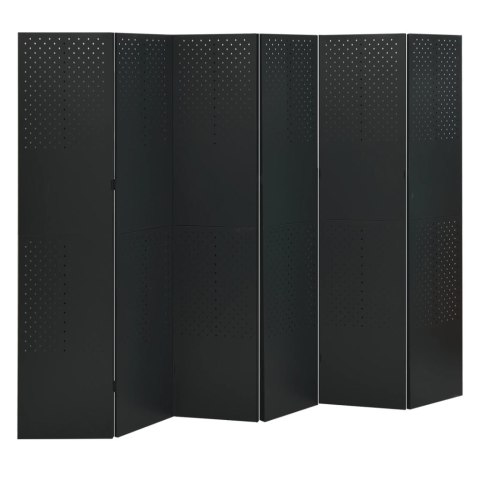 Parawany 6-panelowe, 2 szt., czarne, 240x180 cm, stalowe