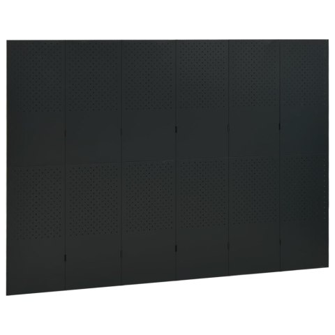 Parawany 6-panelowe, 2 szt., czarne, 240x180 cm, stalowe