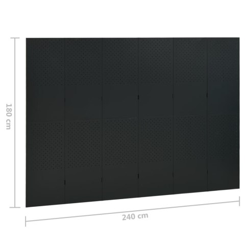 Parawany 6-panelowe, 2 szt., czarne, 240x180 cm, stalowe