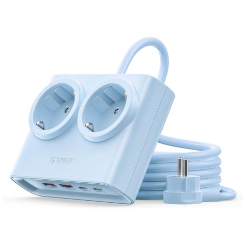 Listwa zasilająca 6w1 AC USB-A USB-C 25W - niebieska