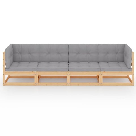 3-osobowa sofa ogrodowa z poduszkami, lite drewno sosnowe