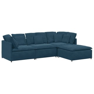 VidaXL Sofa modułowa z podnóżkiem i poduszkami Velvet Blue
