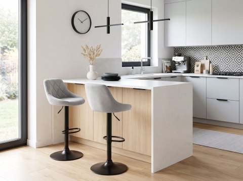 Krzesło barowe CYDRO BLACK welurowe SZARE VELVET