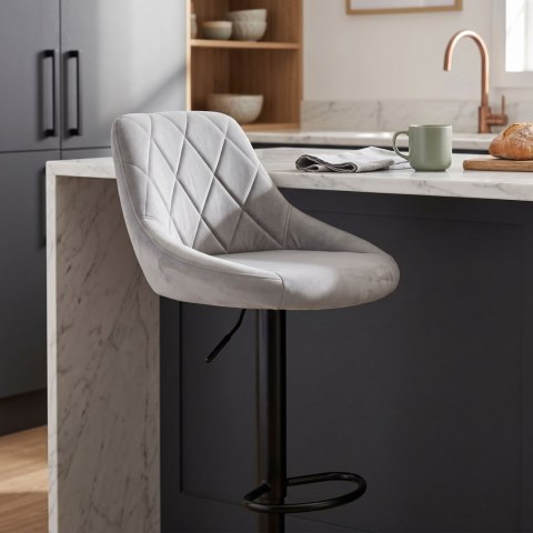 Krzesło barowe CYDRO BLACK welurowe SZARE VELVET
