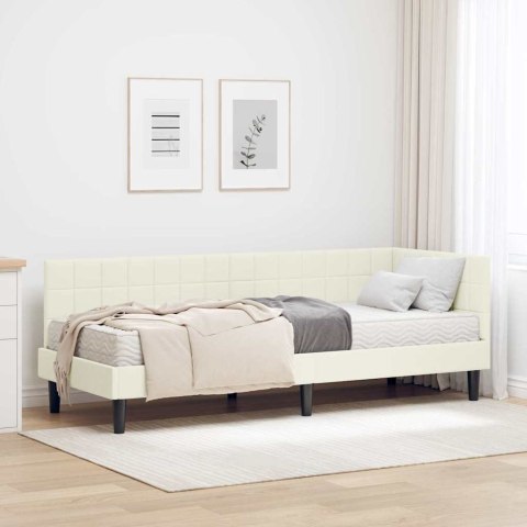VidaXL Rama Łóżka Narożnego z Materacem 2 pcs Kremowy Aksamit