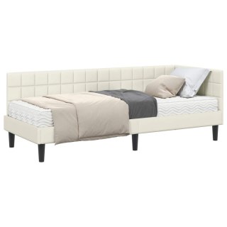 VidaXL Rama Łóżka Narożnego z Materacem 2 pcs Kremowy Aksamit