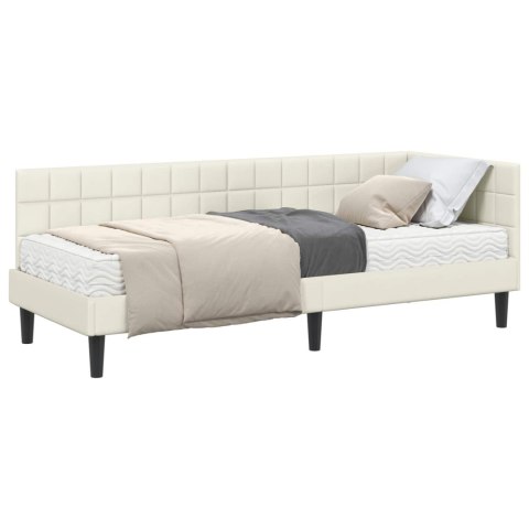 VidaXL Rama Łóżka Narożnego z Materacem 2 pcs Kremowy Aksamit