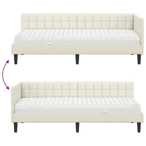 VidaXL Rama Łóżka Narożnego z Materacem 2 pcs Kremowy Aksamit
