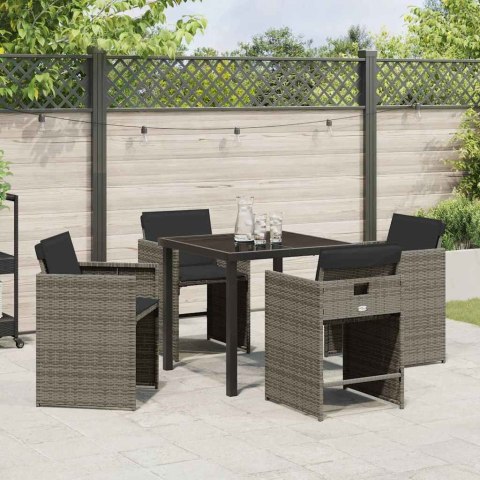 Zestaw do jadalni w ogrodzie 5 pcs Szary polirattan