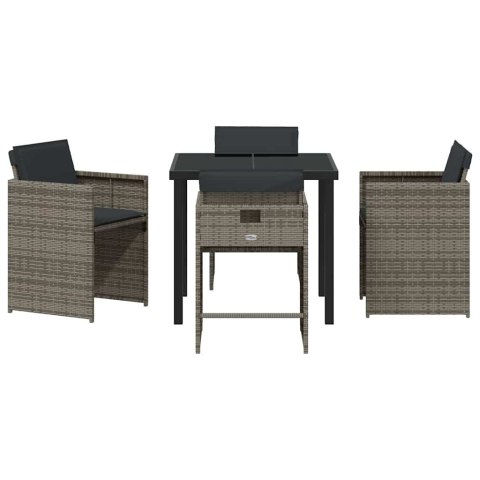 Zestaw do jadalni w ogrodzie 5 pcs Szary polirattan