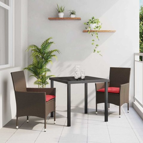 Zestaw stół i krzesła z poduszką 3 pcs Brązowy Rattan PE