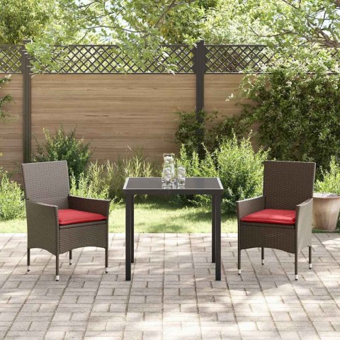 Zestaw stół i krzesła z poduszką 3 pcs Brązowy Rattan PE