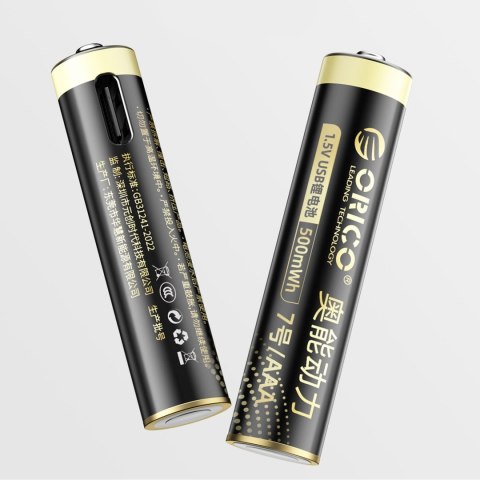 Bateria litowa akumulator AAA 1.5 V 500mWh USB-C z kablem ładującym - 2 szt.