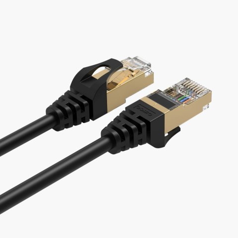 Kabel sieciowy internetowy okrągły LAN CAT7 10Gbps RJ45 10m - czarny