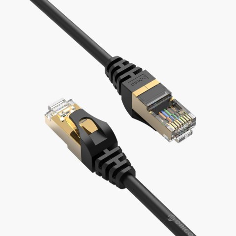 Kabel sieciowy internetowy okrągły LAN CAT7 10Gbps RJ45 10m - czarny
