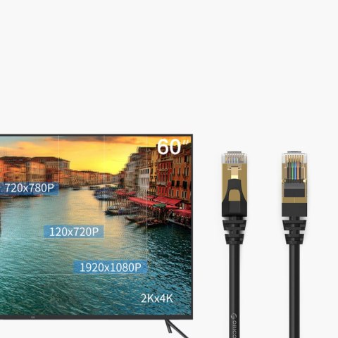 Kabel sieciowy internetowy okrągły LAN CAT7 10Gbps RJ45 10m - czarny