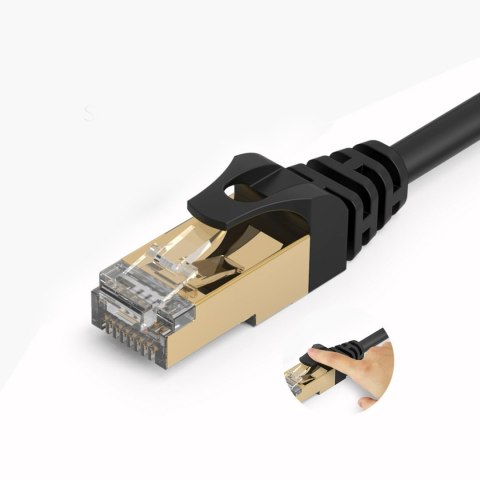 Kabel sieciowy internetowy okrągły LAN CAT7 10Gbps RJ45 10m - czarny