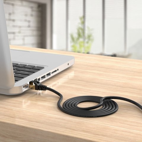 Kabel sieciowy internetowy okrągły LAN CAT7 10Gbps RJ45 30m - czarny