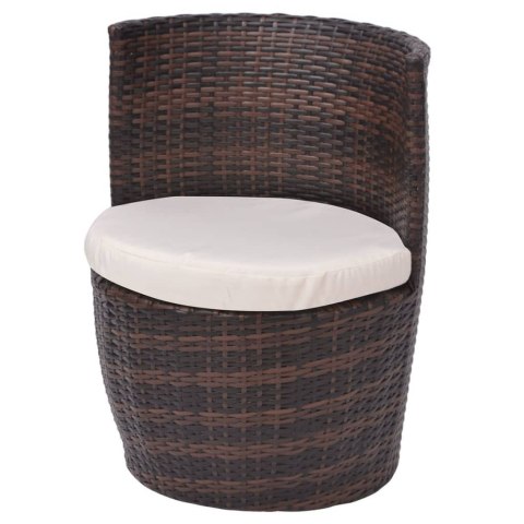3-cz. zestaw mebli bistro z poduszkami, rattan PE, brązowy