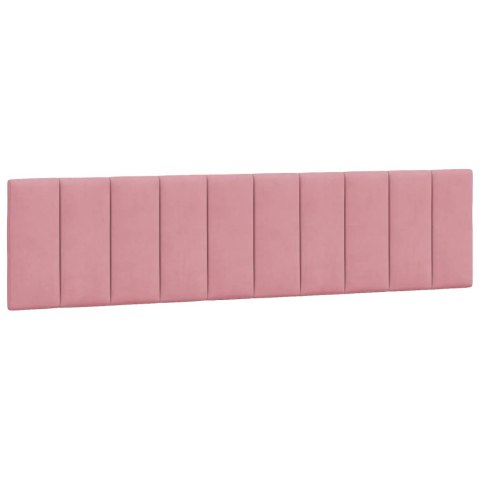 Rama łóżka z LED bez materaca, Hanko, różowa, 200x200 cm, aksamitna
