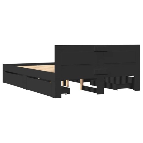Rama łóżka z zagłówkiem bez materaca, czarna, 140x200 cm