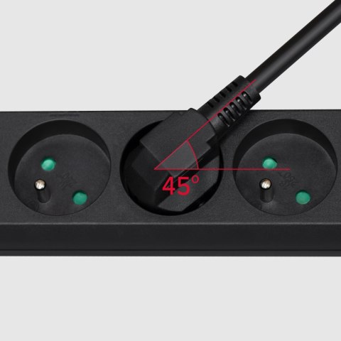 Przedłużacz 3 gniazda 5m typu francuskiego bez przełącznika (3x1,5mm) Rebel czarny