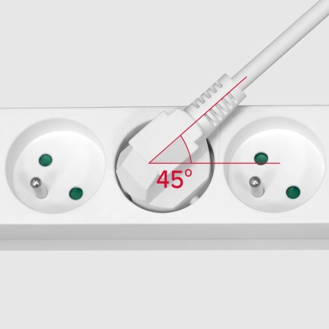 Przedłużacz 4 gniazda 3m typu francuskiego z przełącznikiem (3x1,5mm) Rebel biały