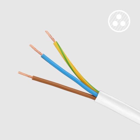 Przedłużacz 5 gniazd 3m typu francuskiego z przełącznikiem (3x1,5mm) Rebel biały
