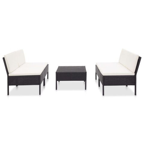 5-częściowa sofa ogrodowa z poduszkami, rattan PE, czarna