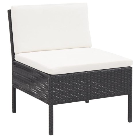 5-częściowa sofa ogrodowa z poduszkami, rattan PE, czarna