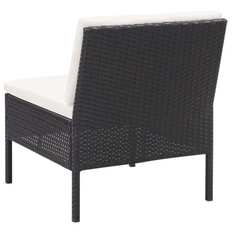 5-częściowa sofa ogrodowa z poduszkami, rattan PE, czarna