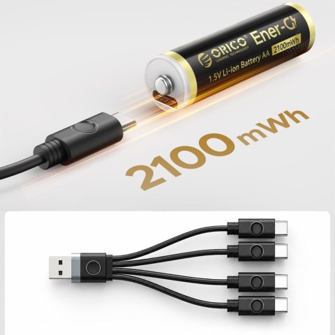 Bateria litowa akumulator AA 1.5 V 2100mWh USB-C z kablem ładującym - 4 szt.