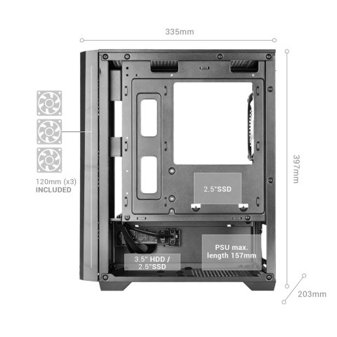 TACENS MARS MC-VECTOR 4xARGB USB-C mATX- obudowa/cases