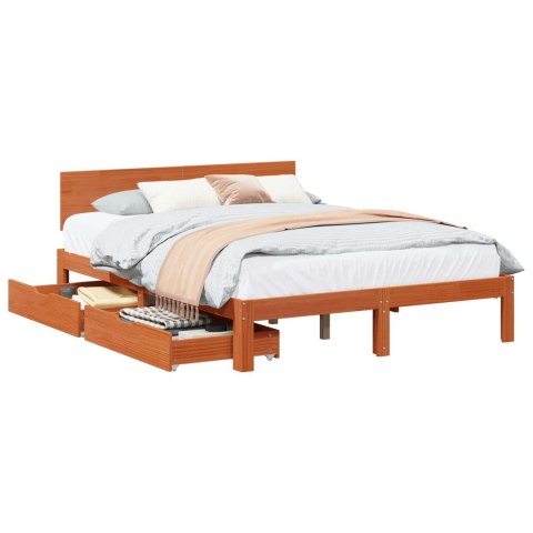 Ramka łóżka Z zagłówkiem 3 pcs Woskowy Brąz Lite drewno sosnowe
