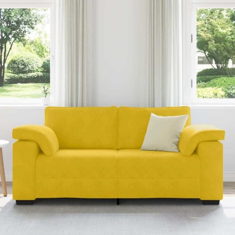 Sofa dwuosobowa, żółta, 180x77x82 cm, aksamit
