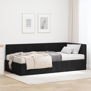 VidaXL Rama Łóżka Narożnego z Materacem 2 pcs Czarny Aksamit